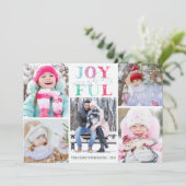 Farbige Freude für fünf Fotos Feiertagskarte (Stehend Vorderseite)