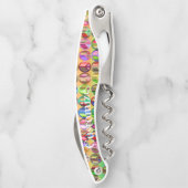 Farbige Friedenssymbole im Muster Thunder_Cove Kellnermesser (Rückseite)