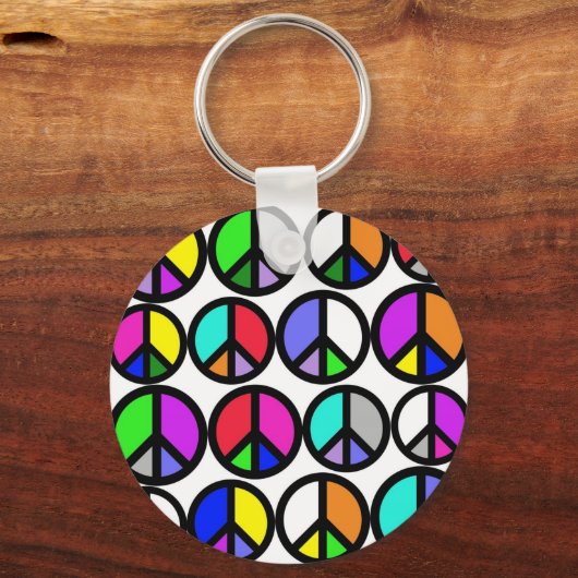 Farbige Friedenssymbole Schlüsselanhänger (Vorderseite)