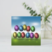 Farbige Frohe Ostern Eier Einladung (Stehend Vorderseite)