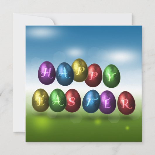 Farbige Frohe Ostern Eier Einladung (Vorderseite)