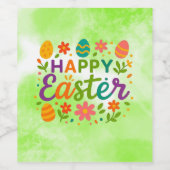 Farbige Frohe Ostern   Weinetikett (Einzelnes Label)