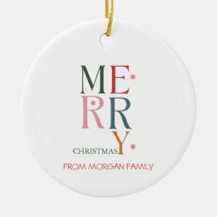 Farbige Frohe Weihnachten Schneeflocken Keramik Ornament