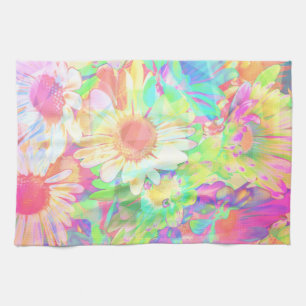 Farbige Fröhliche Blumen Artsy Abstrakte Florale Geschirrtuch