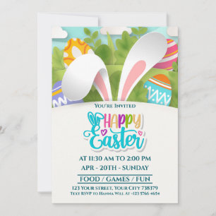 Farbige Fröhliche Ostern-Party-Hasenohren und Ei Feiertagskarte