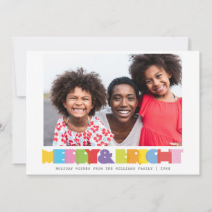 Farbige fröhliche und helle Familienfoto-Weihnacht Feiertagskarte