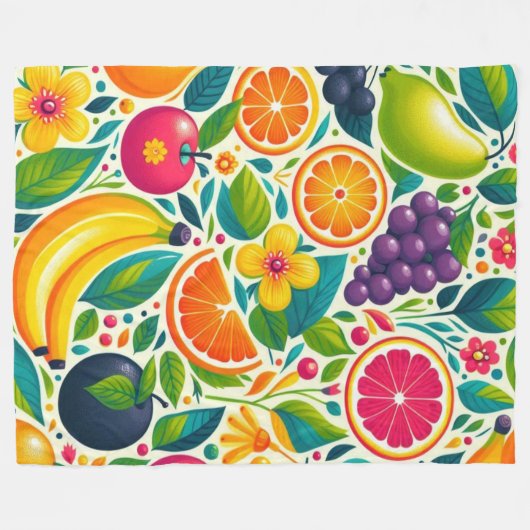 Farbige Früchte Fleecedecke (Vorderseite (Horizontal))