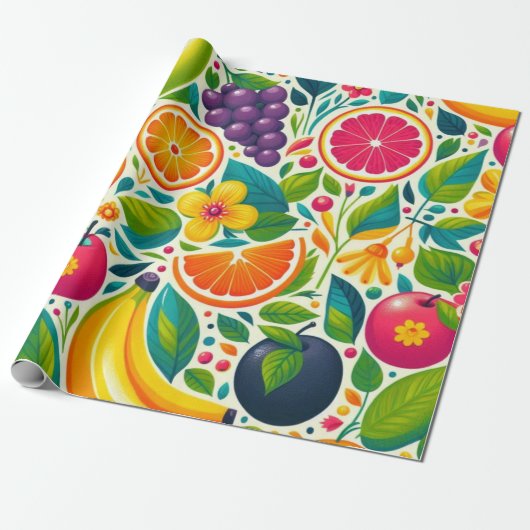 Farbige Früchte Geschenkpapier (Ungerollt)