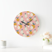 Farbige Früchte, nahtlose Hintergrundmuster. Große Wanduhr (Zuhause)