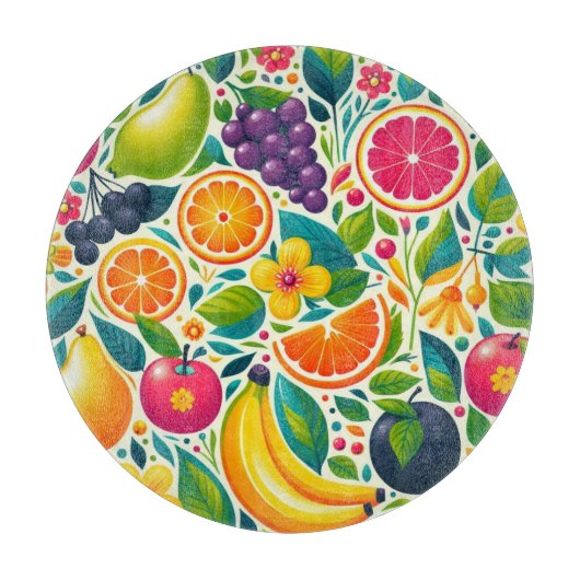 Farbige Früchte Schneidebrett (Vorderseite)