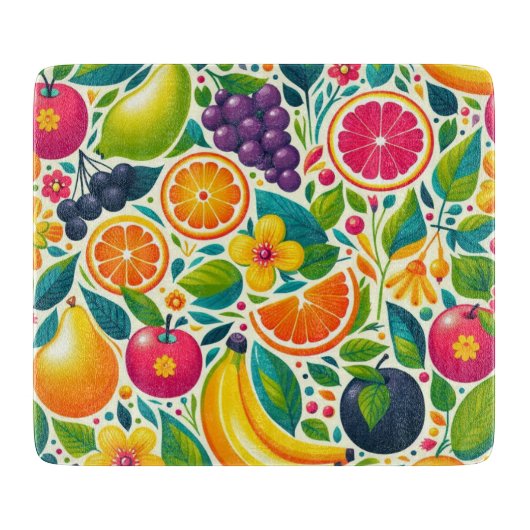 Farbige Früchte Schneidebrett (Vorderseite)