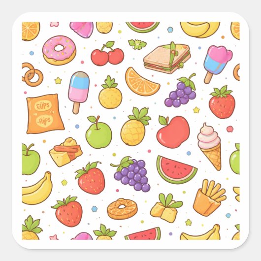 Farbige Früchte Snacks Doodle Art Aufkleber (Vorderseite)