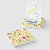 Farbige Fruchtkunst Steinuntersetzer (Seitenansicht)