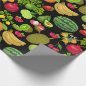 Farbige Fruchtmuster 01.b Schwarze BG Geschenkpapier (Ecke)