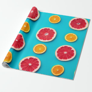 Farbige Fruchtmuster, frisch orange und grapefisch Geschenkpapier