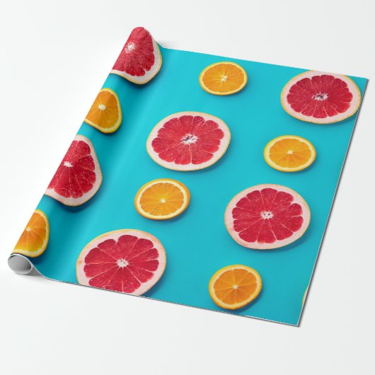 Farbige Fruchtmuster, frisch orange und grapefisch Geschenkpapier (Ungerollt)
