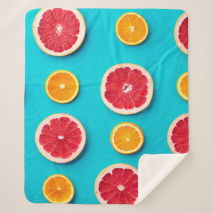 Farbige Fruchtmuster, frisch orange und grapefisch Sherpadecke