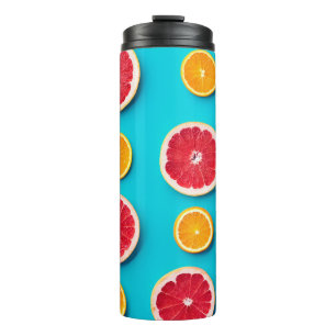 Farbige Fruchtmuster, frisch orange und grapefisch Thermosbecher