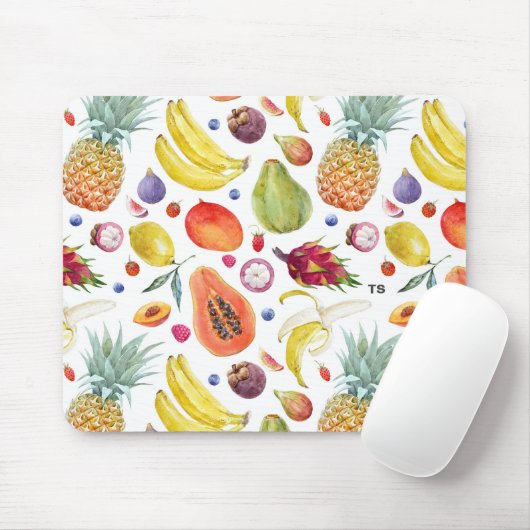 Farbige Fruchtmuster Monogramm Mousepad (Mit Mouse)