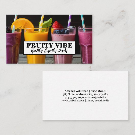 Farbige Fruchtsmoothie-Getränke Visitenkarte (Vorne/Hinten)