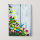 Farbige Frühlings-Tulpenblüten Schmetterling Holz Button (Vorderseite)