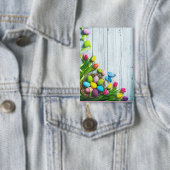 Farbige Frühlings-Tulpenblüten Schmetterling Holz Button (Insitu)