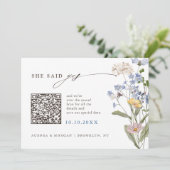 Farbige Frühlings-Wildblumenwiese Foto QR-Code Save The Date (Stehend Vorderseite)