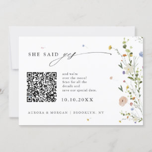 Farbige Frühlings-Wildblumenwiese Foto QR-Code    Save The Date
