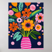 Farbige Frühlingsblumen Blumenstrauß Vase Florale Poster (Vorne)