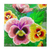 Farbige Frühlingsblumen Design Fliese (Vorderseite)