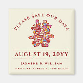 Farbige Frühlingsblumen Double Xi Save the Date Magnet (Vorne)