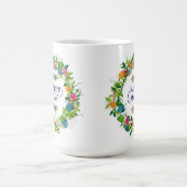 Farbige Frühlingsblumen & Eier Ostern Design Kaffeetasse (Mittel)