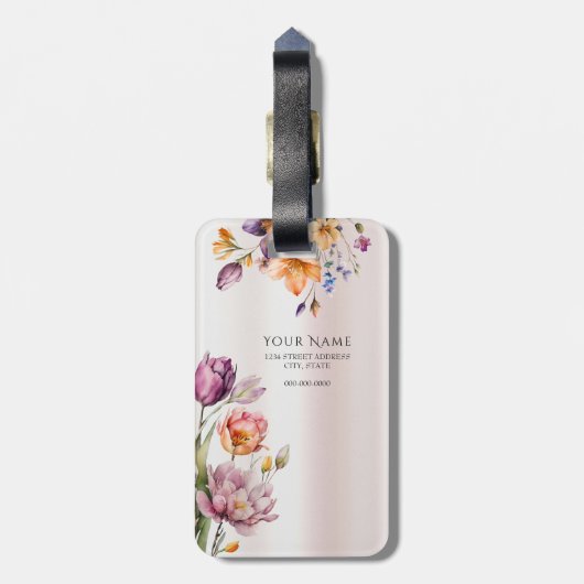 Farbige Frühlingsblumen Gepäckmarke Gepäckanhänger (Rückseite vertikal)
