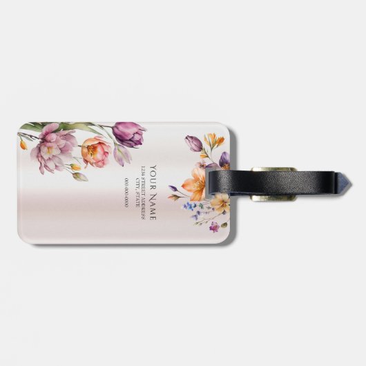 Farbige Frühlingsblumen Gepäckmarke Gepäckanhänger (Rückseite horizontal)