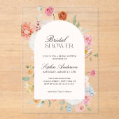 Farbige Frühlingsblumen Kalligrafisches Brautparty Acryleinladungen (Vorderseite)