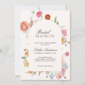 Farbige Frühlingsblumen Kalligrafisches Brautparty Einladung (Vorderseite)