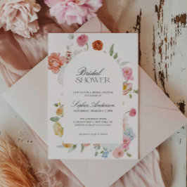 Farbige Frühlingsblumen Kalligrafisches Brautparty Einladung