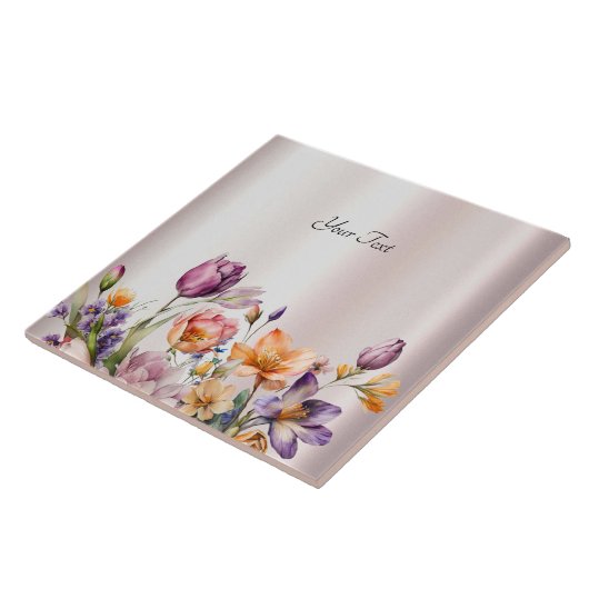 Farbige Frühlingsblumen Keramik Tile Fliese (Seite)