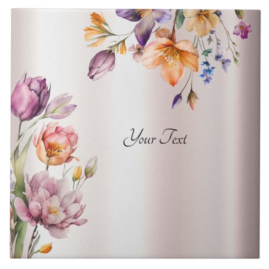 Farbige Frühlingsblumen Keramik Tile Fliese (Vorderseite)