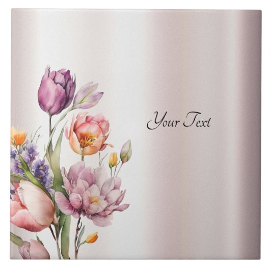 Farbige Frühlingsblumen Keramik Tile Fliese (Vorderseite)