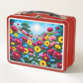 Farbige Frühlingsblumen Metall Brotdose (Vorderseite)