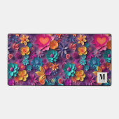 Farbige Frühlingsblumen Muster Monogramm Schreibtischunterlage (Vorderseite)