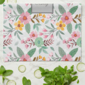 Farbige Frühlingsblumen Muster Name Monogram Geschirrtuch (Gefaltet)