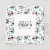 Farbige Frühlingsblumen Muster Quadrat Business ca Quadratische Visitenkarte (Vorderseite)