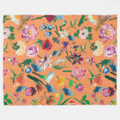 Farbige Frühlingsblumen Orange Hintergrund Fleecedecke (Vorderseite (Horizontal))