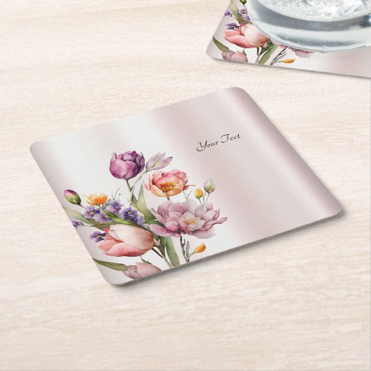Farbige Frühlingsblumen Papier Untersetzer (angewinkelt)