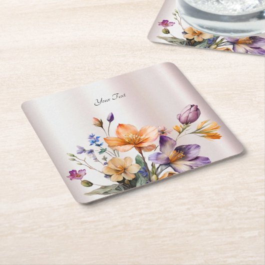 Farbige Frühlingsblumen Papier Untersetzer (angewinkelt)