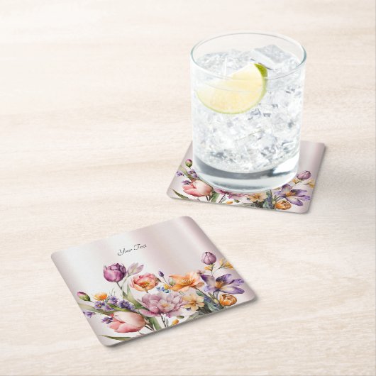 Farbige Frühlingsblumen Papier Untersetzer (Vor Ort)