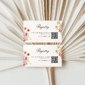 Farbige Frühlingsblumen QR-Code Geschenk Registrie Begleitkarte