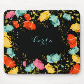 Farbige Frühlingsblumen rahmen schwarzen Hintergru Mousepad (Vorne)